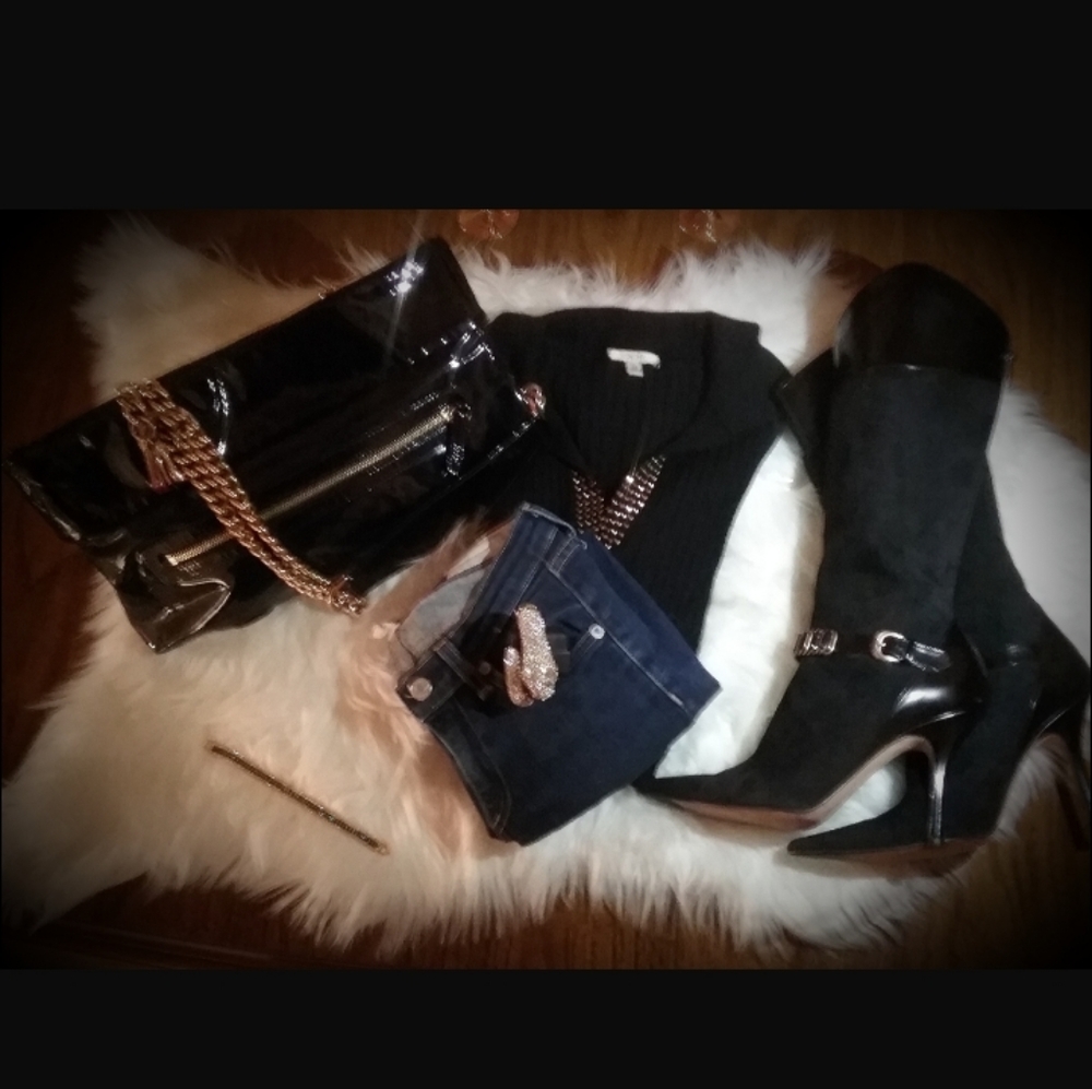 Jimmy Choo black Suede & Leather knee-high boots